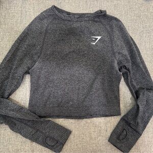 Gymshark Dark Charcoal Cropped Long-Sleeve Top